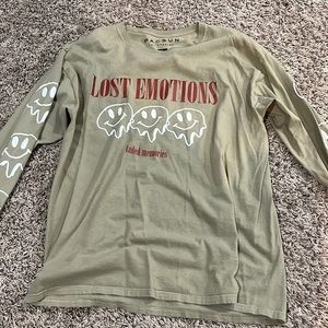 Pacsun “lost emotions” tan long sleeve t shirt (size large)